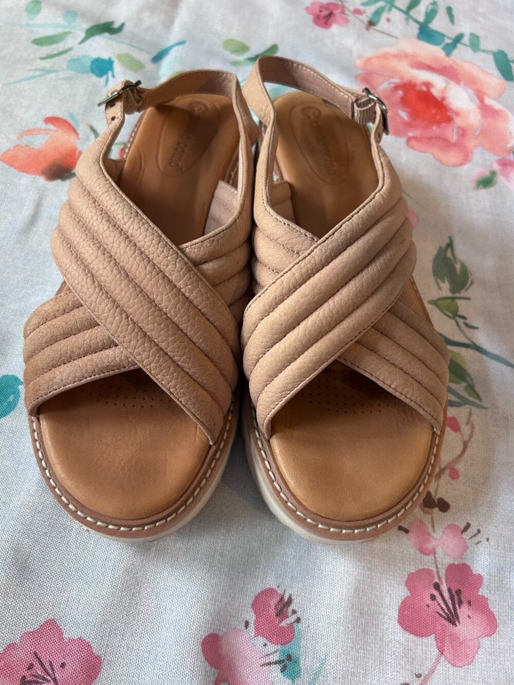 Corso Como Lana Beige Platform Slingback Sandals